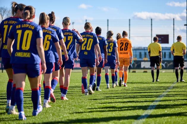 01 03 2026, GER, womens soccer, test match, 2025 2026, RB Leipzig FC Ingolstadt team, RB Leipzig, at the run-in Leipzig training center of the Red Bull Saxony Germany