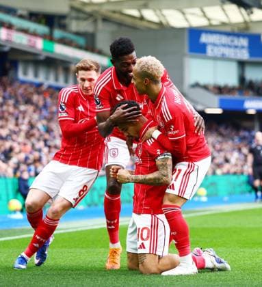 Morgan Gibbs-White of Nottingham Forest celebrates scoring a goal after making the score 1-1. Brighton and Hove Albion v Nottingham Forest, Premier League, Football, American Express Community Stadium, Brighton, UK - 01 Mar 2026Brighton American Express Community Stadi United Kingdom EDITORIAL USE ONLY No use with unauthorised audio, video, data, fixture lists, club league logos or live services. Online in-match use limited to 120 images, no video emulation. No use in betting, games or single club league player publications. Copyright: xJamesxMarsh Shutterstockx 16708839ah