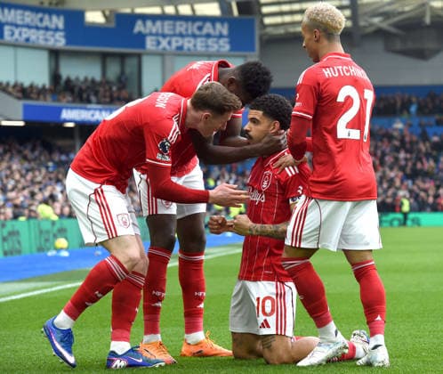 Morgan Gibbs-White of Nottingham Forest celebrates after his equaliser during the Premier League match between Brighton and Hove Albion and Nottingham Forest at the American Express Stadium, Brighton UK - Sunday 1st March 2026 Brighton v Nottingham Forest Premier League Football, Amex Stadium, Sussex, UK - 01 Mar 2026Brighton Amex Stadium Sussex United Kingdom Editorial use only. No merchandising. For Football images FA and Premier League restrictions apply inc. no internet mobile usage without FAPL license - for details contact Football Dataco  Copyright: xLizxFinlayson TPI Shutterstockx 16718466w