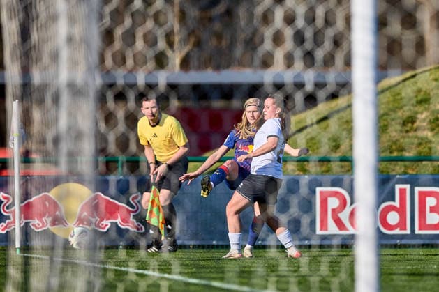 01 03 2026, GER, womens soccer, test match, 2025 2026, RB Leipzig FC Ingolstadt Kyra Spitzner 23, RB Leipzig , action, with ball, cross blocked Leipzig training center of the Red Bull Saxony Germany