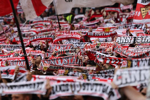 Fan block of VfB Stuttgart , Germany, Soccer, 1 Bundesliga, 24 Matchday, 2025 2026, VfB Stuttgart vs VfL Wolfsburg, 01 03 2026, Stuttgart MHP Arena Germany Copyright: xGrantxHubbsx