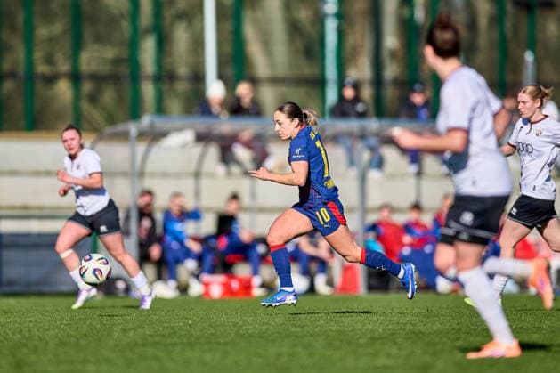 01 03 2026, GER, womens soccer, test match, 2025 2026, RB Leipzig FC Ingolstadt Gina Chmielinski 10, RB Leipzig , free position, action, with ball, dribbles away Leipzig training center of the Red Bull Saxony Germany