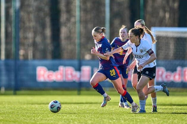 01 03 2026, GER, womens soccer, test match, 2025 2026, RB Leipzig FC Ingolstadt Victoria Krug 20, RB Leipzig , action, duel for ball Leipzig training center of the Red Bull Saxony Germany