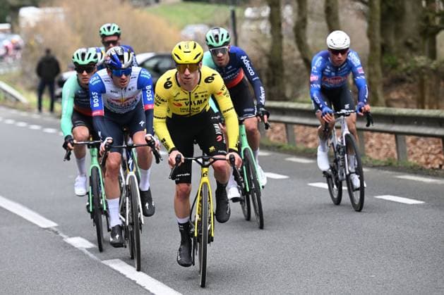 Great Britain s Matthew Brennan of Team Visma-Lease a Bike pictured in action during the 78th edition of the men elite race of the Kuurne-Brussels-Kuurne one day cycling race, 195 km from Kuurne to Kuurne via Brussels, Sunday 01 March 2026. POOLxTOMASxSISK  x166098059x