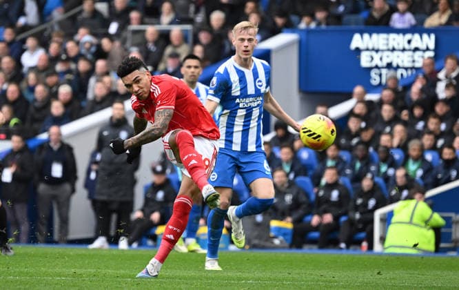 during the Premier League match between Brighton and Hove Albion and Nottingham Forest at the American Express Stadium, Brighton UK - Sunday 1st March 2026 Brighton v Nottingham Forest Premier League Football, Amex Stadium, Sussex, UK - 01 Mar 2026Brighton Amex Stadium Sussex United Kingdom Editorial use only. No merchandising. For Football images FA and Premier League restrictions apply inc. no internet mobile usage without FAPL license - for details contact Football Dataco  Copyright: xLizxFinlayson TPI Shutterstockx 16718466aa