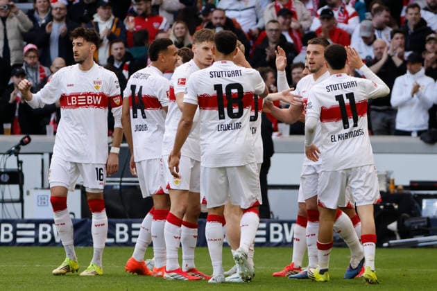 Goal celebration VfB Stuttgart at 1 0 by Deniz Undav VfB Stuttgart, 26 , Germany, Soccer, 1 Bundesliga, 24 Matchday, 2025 2026, VfB Stuttgart vs VfL Wolfsburg, 01 03 2026, Stuttgart MHP Arena Germany Copyright: xGrantxHubbsx
