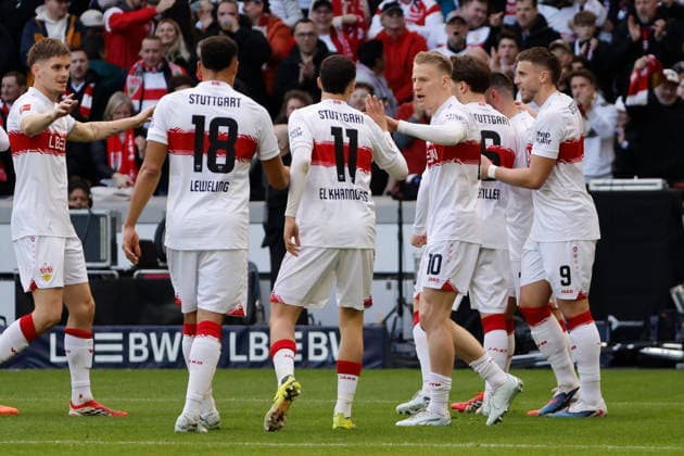 Goal celebration VfB Stuttgart at 1 0 by Deniz Undav VfB Stuttgart, 26 , Germany, Soccer, 1 Bundesliga, 24 Matchday, 2025 2026, VfB Stuttgart vs VfL Wolfsburg, 01 03 2026, Stuttgart MHP Arena Germany Copyright: xGrantxHubbsx