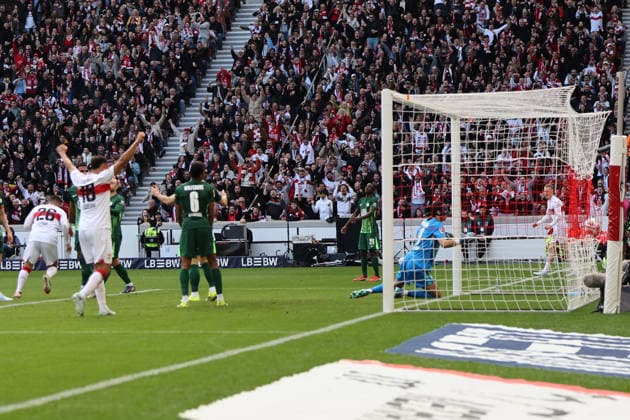 1 0 Goal for VfB Stuttgart by Deniz Undav VfB Stuttgart, 26 , Germany, Soccer, 1 Bundesliga, 24 Matchday, 2025 2026, VfB Stuttgart vs VfL Wolfsburg, 01 03 2026, Stuttgart MHP Arena Germany Copyright: xGrantxHubbsx