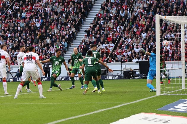 1 0 Goal for VfB Stuttgart by Deniz Undav VfB Stuttgart, 26 , Germany, Soccer, 1 Bundesliga, 24 Matchday, 2025 2026, VfB Stuttgart vs VfL Wolfsburg, 01 03 2026, Stuttgart MHP Arena Germany Copyright: xGrantxHubbsx