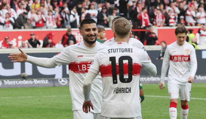 Stuttgart, Soccer Bundesliga, Matchday 20, VfB Stuttgart vs VfL Wolfsburg, Cheers Deniz Undav vfB