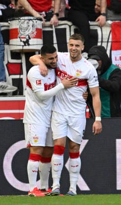 GOAL for 1 0 Deniz Undav VfB Stuttgart 26 Goal celebration Ermedin Demirovic VfB Stuttgart 09 VfB Stuttgart vs VfL Wolfsburg WOB 01 03 2026 DFL REGULATIONS PROHIBIT ANY USE OF PHOTOGRAPHS AS IMAGE SEQUENCES AND OR QUASI VIDEO VfB Stuttgart vs VfL Wolfsburg WOB
