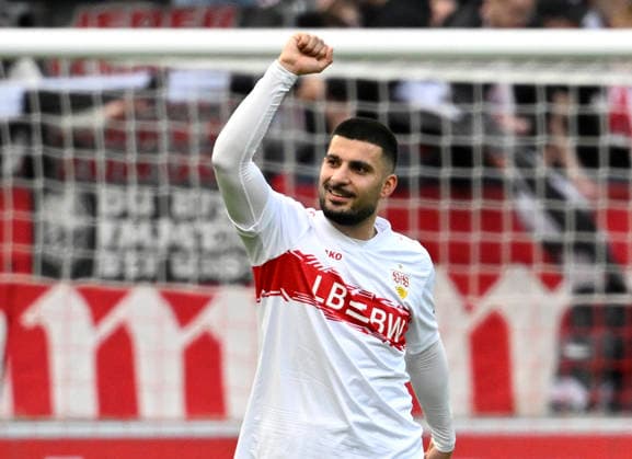 GOAL for 1 0 Deniz Undav VfB Stuttgart 26 Goal celebration Gesture Gesture VfB Stuttgart vs VfL Wolfsburg WOB 01 03 2026 DFL REGULATIONS PROHIBIT ANY USE OF PHOTOGRAPHS AS IMAGE SEQUENCES AND OR QUASI VIDEO VfB Stuttgart vs VfL Wolfsburg WOB