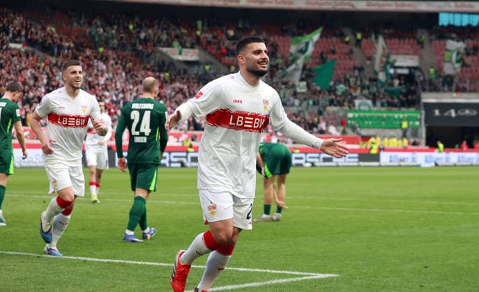 01 03 26 VfB Stuttgart VfL Wolfsburg Germany, Stuttgart, 01 03 2026, Football, Bundesliga, Season 2025 2026, VfB Stuttgart VfL Wolfsburg Deniz Undav VfB Stuttgart Jubel Tor 1 0 Undav