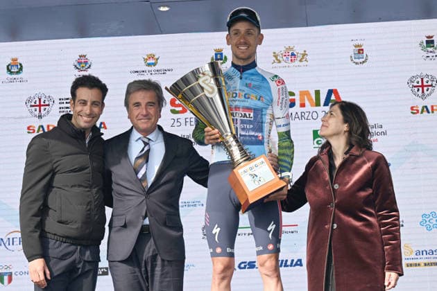 01-03-2026 Giro Di Sardegna; Tappa 05 Nuoro - Olbia; 2026, Soudal - Quick Step; Zana, Filippo; Aru, Fabio; Pella, Roberto; Todde, Alessandra; Olbia; 