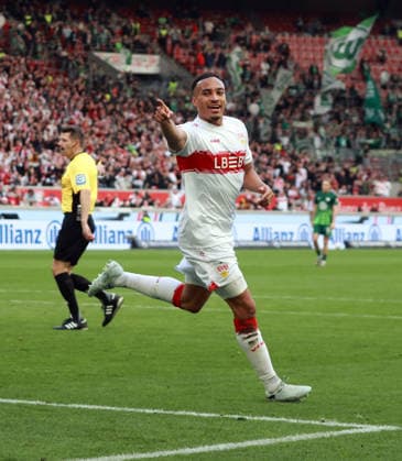 01 03 26 VfB Stuttgart VfL Wolfsburg Germany, Stuttgart, 01 03 2026, Football, Bundesliga, Season 2025 2026, VfB Stuttgart VfL Wolfsburg Jamie Leweling VfB Stuttgart Jubel Tor 2 0 Leweling