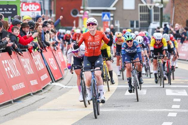 Fenix - Ekoï Omloop van het Hageland AARSCHOT TIELT - WINGE, Belgium 01 03 2026 Kool Charlotte (NED) of Fenix-Premier Tech celebrating her victory Pictured during the Fenix - Ekoï Omloop van het Hageland on 01 March 2026 ( Picture by Gianni Barbieux Photo News ). Gent Belgium  Copyright: xGiannixBarbieuxx
