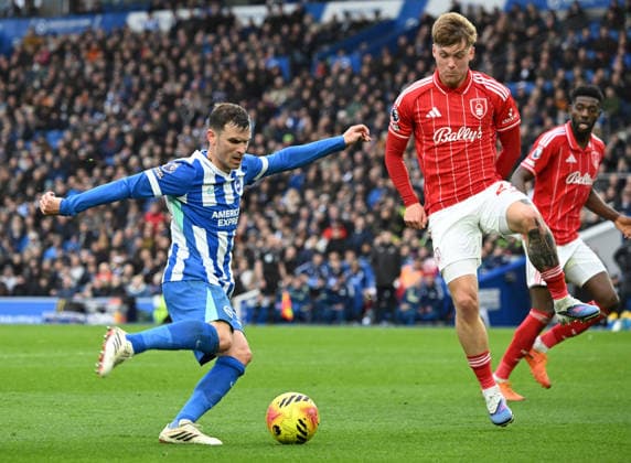 Pascal Gross of Brighton gets a cross in during the Premier League match between Brighton and Hove Albion and Nottingham Forest at the American Express Stadium, Brighton UK - Sunday 1st March 2026 Brighton v Nottingham Forest Premier League Football, Amex Stadium, Sussex, UK - 01 Mar 2026Brighton Amex Stadium Sussex United Kingdom Editorial use only. No merchandising. For Football images FA and Premier League restrictions apply inc. no internet mobile usage without FAPL license - for details contact Football Dataco  Copyright: xLizxFinlayson TPI Shutterstockx 16718466bb