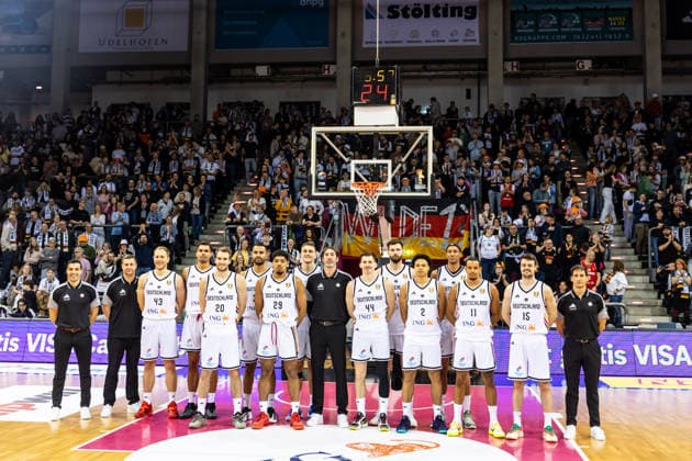 GER, FIBA Basketball World Cup 2027, European Qualifiers, Germany Croatia 01 03 2026, Telekom Dome, Bonn, GER, FIBA Basketball World Cup 2027, European Qualifiers, Germany Croatia Team photo Team Germany Â Photo Alexander Trienitz Bonn Telekom Dome North Rhine-Westphalia Germany
