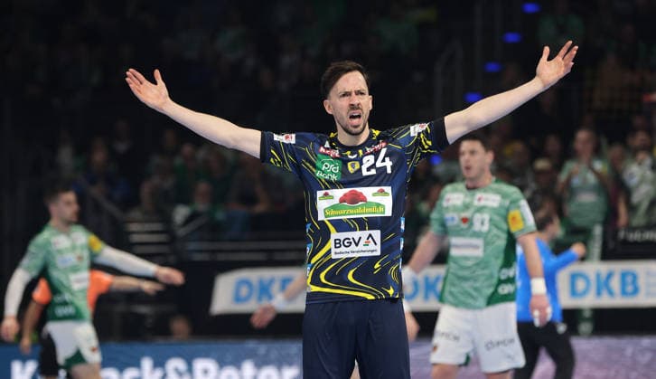 Patrick Groetzki dissatisfied scolding action upper body Sport Handball HBL Bundesliga Men 23 Matchday Season 2025 2026 01 03 2026 Füchse Berlin vs Rhein Neckar Löwen RNL