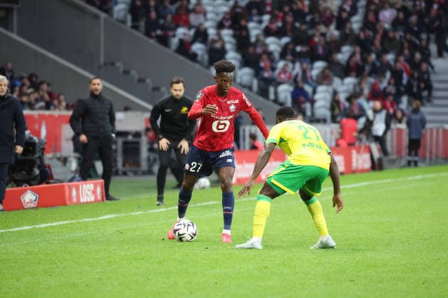 FOOTBALL : LOSC Lille vs FC Nantes - Ligue 1 J24 - 01 03 2026 FÃ lix CORREIA (LOSC Lille) et Deiver MACHADO (FC Nantes) lors du match LOSC Lille vs FC Nantes, Ligue 1 J24, Decathlon Arena stade Pierre Mauroy, le 1er mars 2026 - photo Laurent Sanson PsnewZ  Copyright: xLaurentxSANSONx xPsnewZx