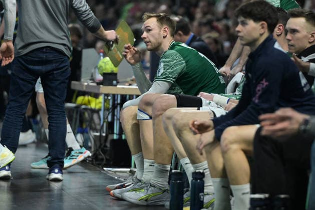 01 03 2026, xlakx, Handball Daikin HBL, Fuechse Berlin Rhein Neckar Löwen v l Mathias Gidsel Fuechse Berlin enttaeuscht, schaut enttaeuscht, niedergeschlagen, disappointed Berlin Daniel Lakomski