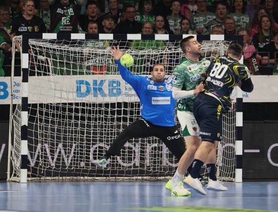 GER HBL Season 2025 2026 FÜCHSE Berlin vs Rhein Neckar Löwen, 01 03 26, Max Schmeling Halle, Berlin, Dejan MILOSAVLJEV Füchse Berlin 96 , Goalkeeper, Parade