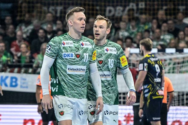 01 03 2026, xlakx, Handball Daikin HBL, Fuechse Berlin Rhein Neckar Löwen v l Lasse Andersson Fuechse Berlin , Mathias Gidsel Fuechse Berlin Berlin Daniel Lakomski