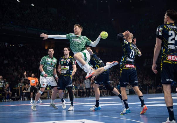 Handball, Men, Season 2025 2026, DAIKIN Handball Bundesliga 23 Matchday , Füchse Berlin Rhein Neckar Löwen, f l Mijajlo Marsenic Füchse Berlin , Robert Timmermeister Löwen , Mathias Gidsel Füchse Berlin , Steven Plucnar Jacobsen Löwen , Lukas Sandell Löwen , Patrick Groetzki Löwen , 01 03 2026, Copyright: xSebastianxRäppold MatthiasxKochx