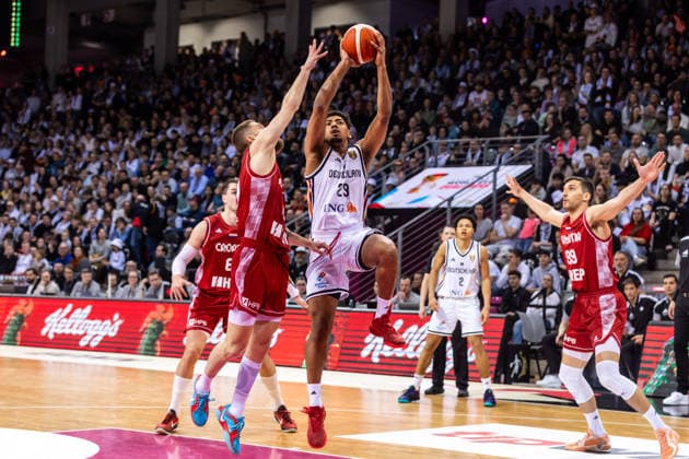 GER, FIBA Basketball World Cup 2027, European Qualifiers, Germany Croatia 01 03 2026, Telekom Dome, Bonn, GER, FIBA Basketball World Cup 2027, European Qualifiers, Germany Croatia Kostja Mushidi Germany, No29 Â Photo Alexander Trienitz Bonn Telekom Dome North Rhine-Westphalia Germany