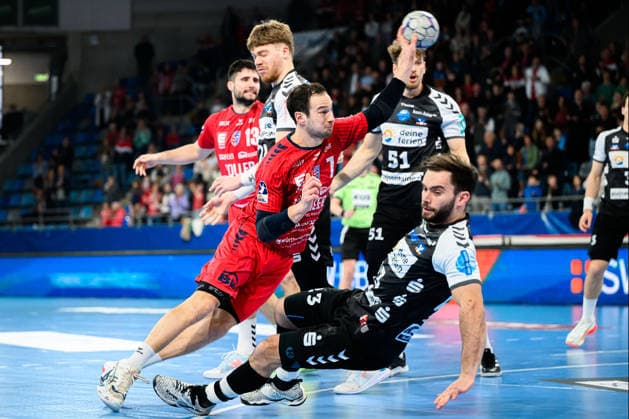 Bietigheim HBL 25 26 SG BBM Bietigheim HSG Nordhorn Lingen Dominik Claus Bietigheim , Bjoern Zintel Nordhorn Bietigheim Bissingen Egetrans Arena Baden Württemberg Germany