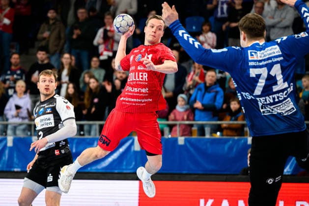 Bietigheim HBL 25 26 SG BBM Bietigheim HSG Nordhorn Lingen Till Hermann Bietighiem , Luca Tschentscher Nordhorn Bietigheim Bissingen Egetrans Arena Baden Württemberg Germany