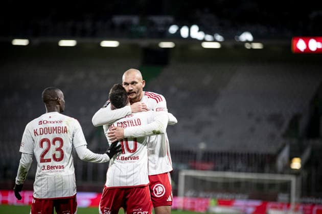 FOOTBALL : Metz vs Stade Brestois - ligue 1 - Metz - 01 03 26 Joie des joueurs de l equipe de Stade Brestois apres le but de Ludovic Ajorque 19  Copyright: xElyxandroxCEGARRAx