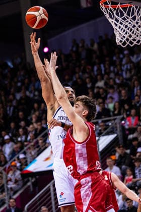 FIBA World Cup Qualifier Germany vs Croatia 01 03 2026 Johannes Thiemann Deutscher Basketball Bund 32 scores at the basket FIBA Basketball World Cup 2027 European Qualifiers, Germany vs Croatia, 1 3 2026, Telekom Dome, Bonn Copyright: xBEAUTIFULxSPORTS Derixx