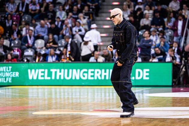 FIBA World Cup Qualifier Germany vs Croatia 01 03 2026 Rapper Albi X at half-time FIBA Basketball World Cup 2027 European Qualifiers, Germany vs Croatia, 1 3 2026, Telekom Dome, Bonn Copyright: xBEAUTIFULxSPORTS Derixx