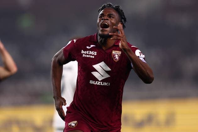 Duvan Zapata (Torino Fc) celebrates after scoring his team s second goal, Serie A, Torino FC v SS Lazio , Olimpico, March 1, 2026, Turin, Italy.