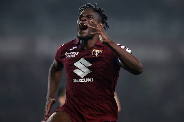 Turin, Italy, 1st March 2026. Duvan Zapata of Torino FC celebrates after scoring to give the side a 2-0 lead during the Torino vs SS Lazio Serie A match at Stadio Grande Torino, Turin. Picture credit should read: Jonathan Moscrop Sportimage EDITORIAL USE ONLY. No use with unauthorised audio, video, data, fixture lists, club league logos or live services. Online in-match use limited to 120 images, no video emulation. No use in betting, games or single club league player publications. SPI_029_TORO_LAZIO SPI-4554-0029