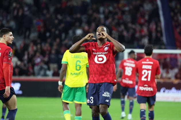 FOOTBALL : LOSC Lille vs FC Nantes - Ligue 1 J24 - 01 03 2026 Joie et cÃ lÃ bration de Nathan NGOY (LOSC Lille) apres son but lors du match LOSC Lille vs FC Nantes, Ligue 1 J24, Decathlon Arena stade Pierre Mauroy, le 1er mars 2026 - photo Laurent Sanson PsnewZ  Copyright: xLaurentxSANSONx xPsnewZx