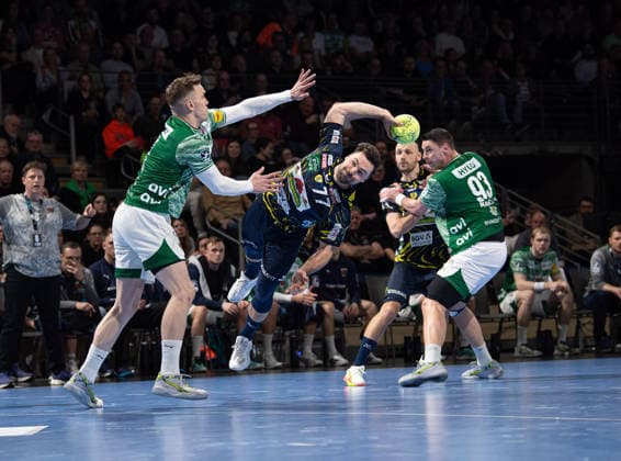 Handball, Men, Season 2025 2026, DAIKIN Handball Bundesliga 23 Matchday , Füchse Berlin Rhein Neckar Löwen, v l Lasse Bredekjaer Andersson Füchse Berlin , Dani Baijens Löwen , 01 03 2026, Copyright: xSebastianxRäppold MatthiasxKochx