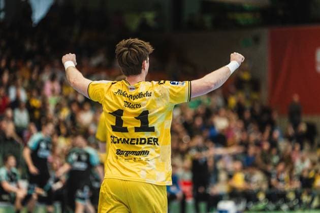 Lucas Schneider HSG Krefeld Niederrhein, 11 celebrates a goal HSG Krefeld Niederrhein vs HC Oppenweiler Backnang, Handball, 2 HBL, 22 Matchday, Season 2025 26, 01 03 2026, HSG Krefeld Niederrhein vs HC Oppenweiler Backnang, Handball, 2 HBL, 22 Matchday, Season 2025 26, 01 03 2026 Krefeld Copyright: xEibner-Pressefoto LukasxBaldygax EP_LBA
