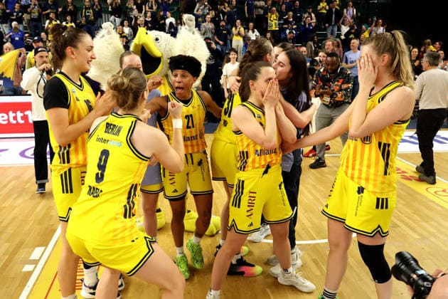 DEU, easyCredit DBBL, ALBA vs Rutronik Stars Keltern, 01 03 2026, Soemmeringhalle, Berlin, DEU, easyCredit DBBL, ALBA vs Rutronik Stars Keltern, in the picture ALBA players circle nordphotoxGmbHx xEngler nph00076