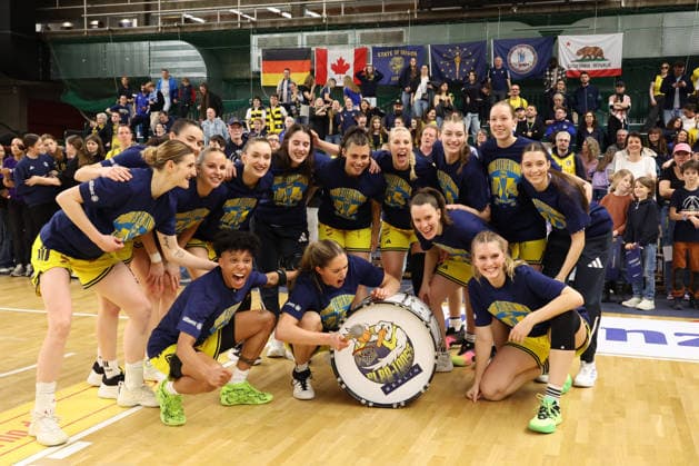 DEU, easyCredit DBBL, ALBA vs Rutronik Stars Keltern, 01 03 2026, Soemmeringhalle, Berlin, DEU, easyCredit DBBL, ALBA vs Rutronik Stars Keltern, in the picture ALBA players circle, with timpani nordphotoxGmbHx xEngler nph00076