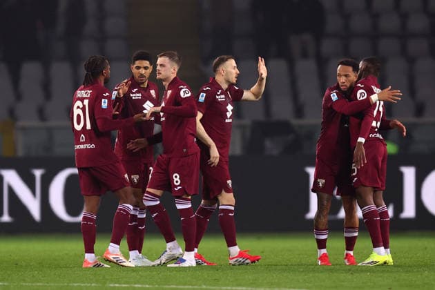 Players of Torino Fc celebrate after winning, Serie A, Torino FC v SS Lazio , Olimpico, March 1, 2026, Turin, Italy.
