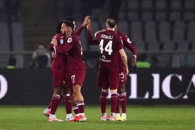 Players of Torino Fc celebrate after winning, Serie A, Torino FC v SS Lazio , Olimpico, March 1, 2026, Turin, Italy.