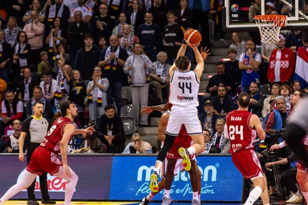 GER, FIBA Basketball World Cup 2027, European Qualifiers, Germany Croatia 01 03 2026, Telekom Dome, Bonn, GER, FIBA Basketball World Cup 2027, European Qualifiers, Germany Croatia David Krämer Germany, No44 Â Photo Alexander Trienitz Bonn Telekom Dome North Rhine-Westphalia Germany
