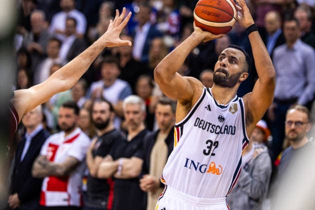 GER, FIBA Basketball World Cup 2027, European Qualifiers, Germany Croatia 01 03 2026, Telekom Dome, Bonn, GER, FIBA Basketball World Cup 2027, European Qualifiers, Germany Croatia Johannes Thiemann Germany, No 32 Â Photo Alexander Trienitz Bonn Telekom Dome North Rhine-Westphalia Germany