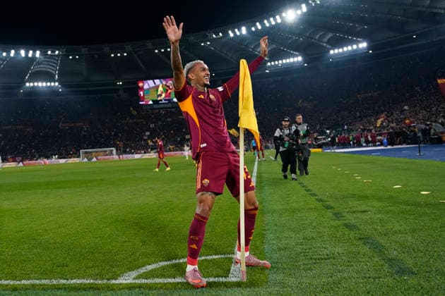 Wesley Vinicius Franca Lima of AS Roma celebrates after scoring the goal of 1-0 during the Serie A 2025 2026 football match between AS Roma and Juventus FC at Stadio Olimpico in Rome (Italy), March 1, 2026. AntoniettaxBaldassarre