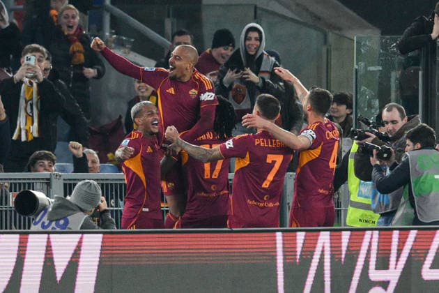 Foto IPP Roberto Ramaccia Roma 1 3 2026 Campionato di Calcio Serie A 2025 2026 Roma vs Juventus Nella foto Donyell Malen of AS Roma celebrates after scoring goal in the 65th minute for 3-1 Italy Photo Press - World Copyright Roma italy Italia ITALY  Copyright: xR4924_italyphotopressx