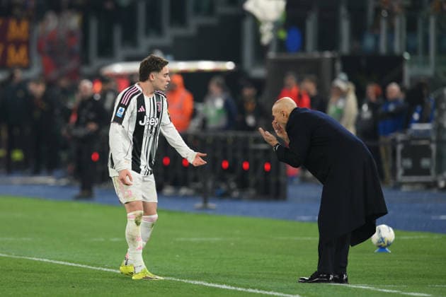 1st March 2026, Stadio Olimpico, Rome, Italy; Serie A Football; Roma versus Juventus; Luciano Spalletti head coach of FC Juventus and Kenan Y& x131;ld& x131;z of FC Juventus  AllShotLive Content restricted for UK based newspaper