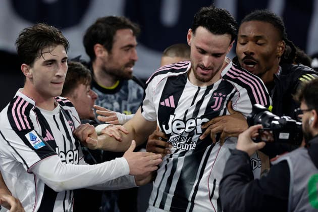 Italy: Serie a football match AS Roma vs Juventus juventus Italian defender Federico Gatti celebrates after scoring a goal of 3-3 during the Serie A football match between AS Roma vs Juventus at the Olimpico Stadium in Rome, Italy on March 01, 2026. _BPH0237 Copyright: xAntonioxBalascox