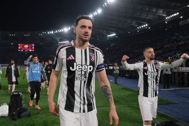 Italy: Serie a football match AS Roma vs Juventus juventus Italian defender Federico Gatti celebrates after scoring a goal of 3-3 during the Serie A football match between AS Roma vs Juventus at the Olimpico Stadium in Rome, Italy on March 01, 2026. _ABP4005 Copyright: xAntonioxBalascox